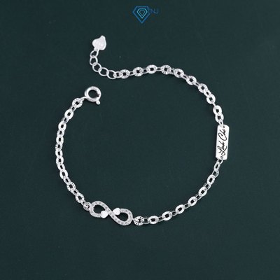 Lắc tay bạc nữ hình vô cực đính đá khắc tên theo yêu cầu LTN0345 - Trang Sức TNJ