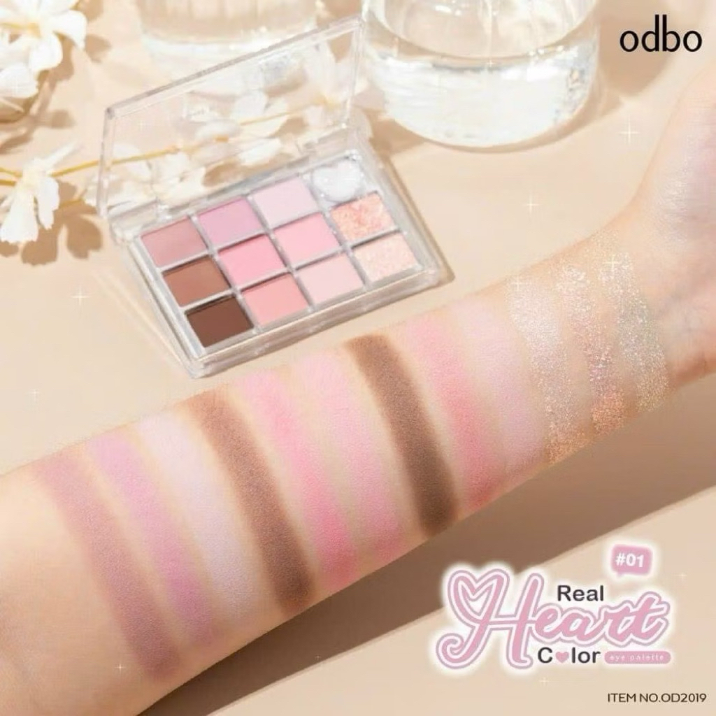 [ODBO] Bảng mắt odbo 12 Ô Màu Real Heart Color phấn mắt ODBO Nội Địa Thái Lan Trái Tim Đa Dạng Màu S