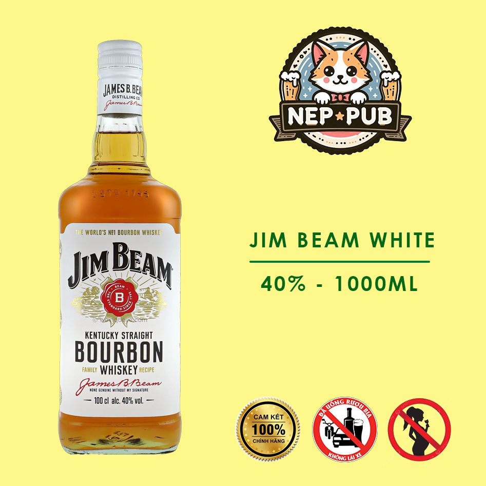 JIM-BEAM WHITE 1L whiskey Bourbon Mỹ