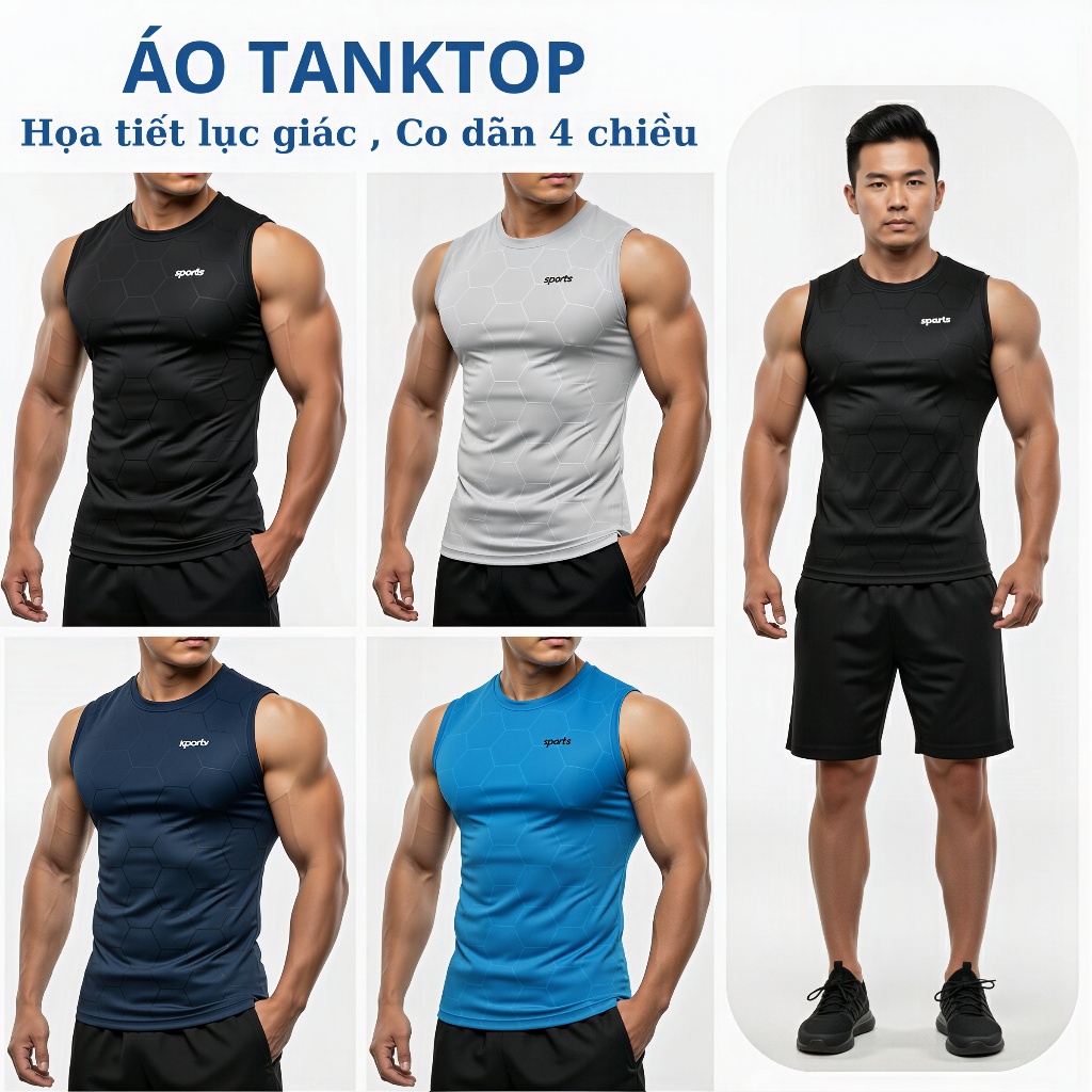 [COMBO 2-3-4 ÁO] Thun ba lỗ Tanktop sát nách dập vân lục giác chất liệu mềm mịn thoáng mát co giãn 4 chiều