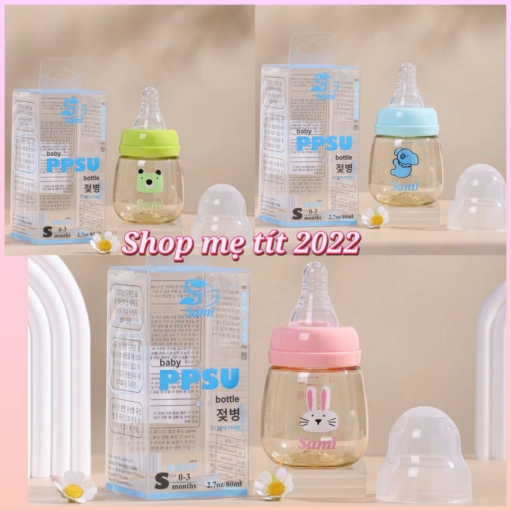 Bình Sữa Sami ppsu Cổ Hẹp 80ml, 60ml Cho Bé Sơ Sinh (BÌNH SỮA SAMI)
