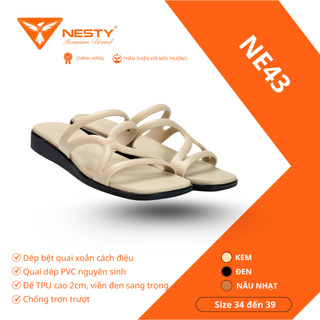 [NE43] Dép Bệt Quai Xoắn Cách Điệu Thanh Lịch Kiểu Dáng Trẻ Trung Cao 2cm Nhãn Hiệu NESTY