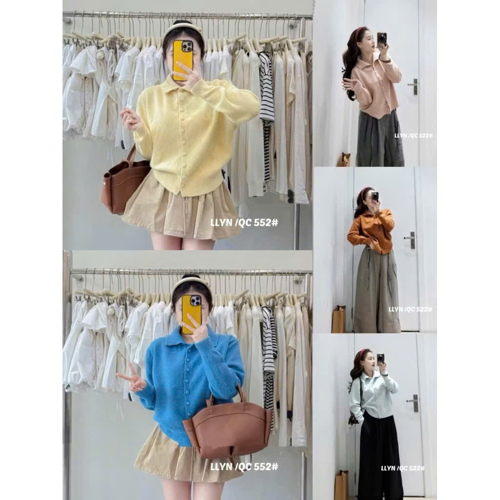 Áo len Cardigan cúc bọc cổ cao dày dặn 168Fashion