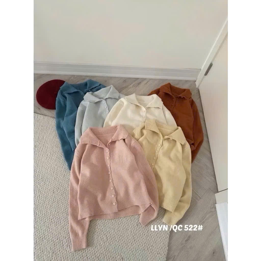 Áo len trơn cúc bọc, áo khoác dáng rộng phong cách UlzzangStyle | BigBuy360 - bigbuy360.vn