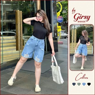  Quần Short Ngố Nữ Trơn Rách Cá Tính 2 Màu Đậm Nhạt Lưng Cao Eo Tôn Dáng Quần Ngố Jean Bigsize 58-90kg 