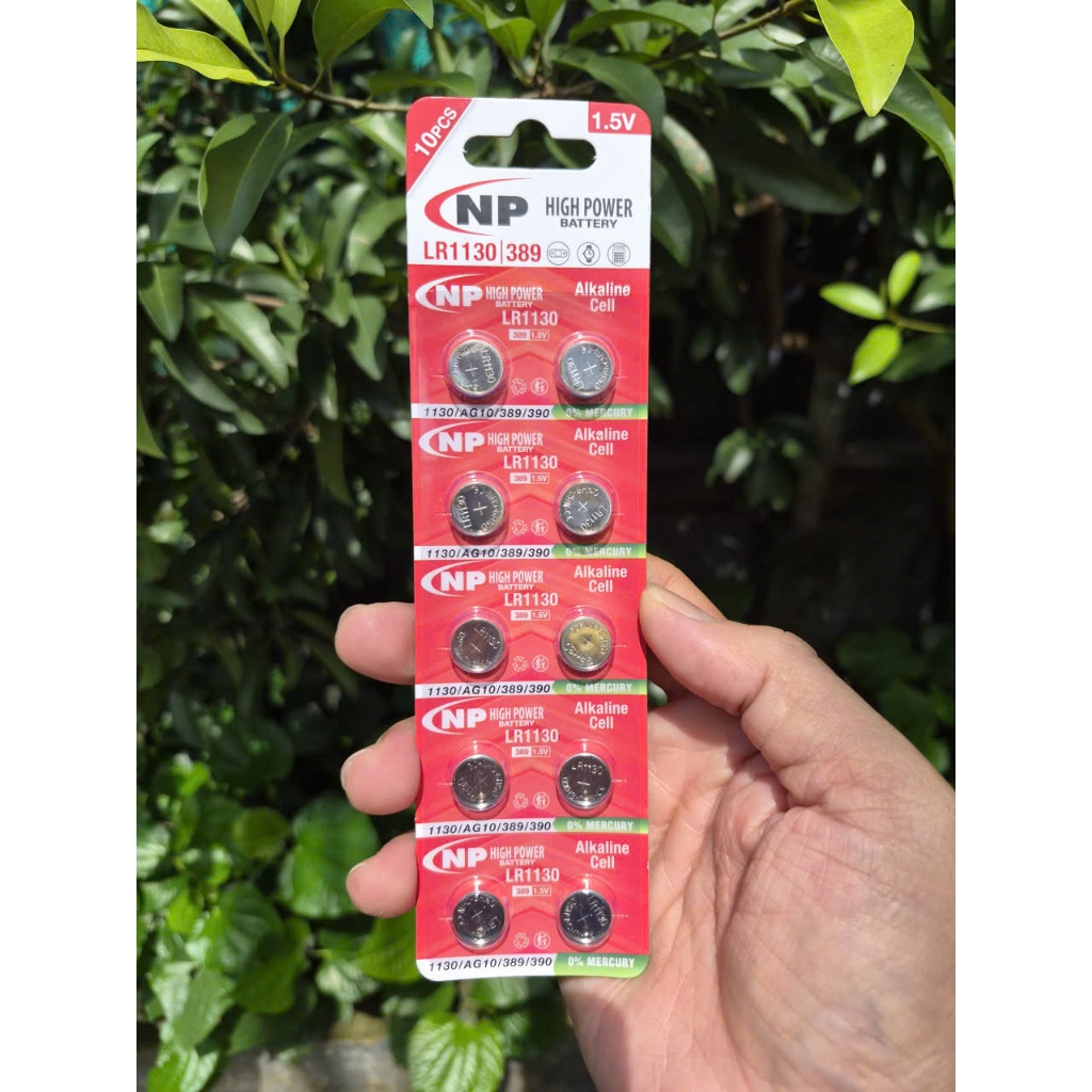 Vỉ 10 Viên Pin NP Battery LR1130 NP 1.5V AG10 / LR1130 / LR 1130 / 389 / 189 Alkaline