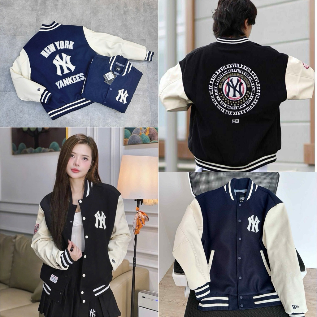 [CHÍNH HÃNG] Áo Khoác NEW ERA NEW YORK YANKES VARSITY NY BLACK 14397890 * ÁO Bomber Jacket HÀNG CHÍN