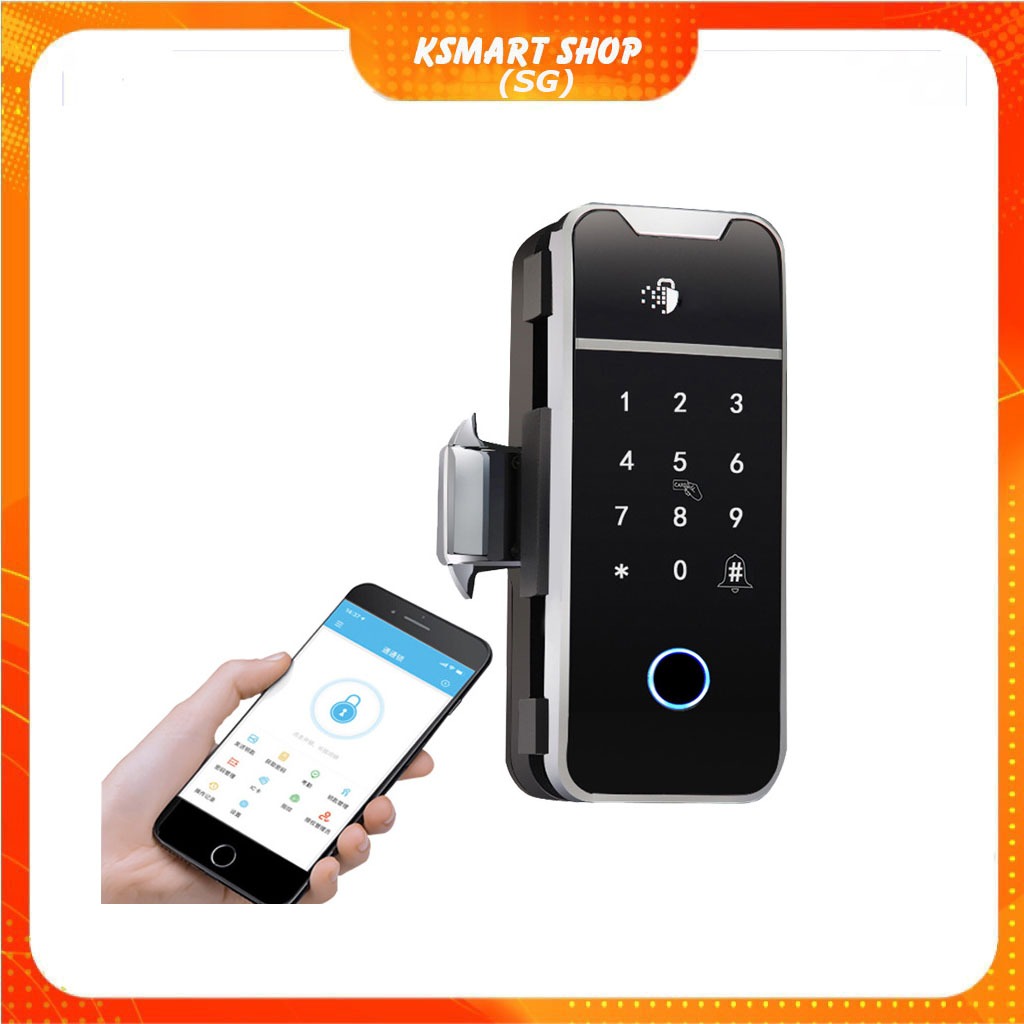 Khóa vân tay cửa kính cường lực 2 cánh, cửa lùa dùng app ttlock C231