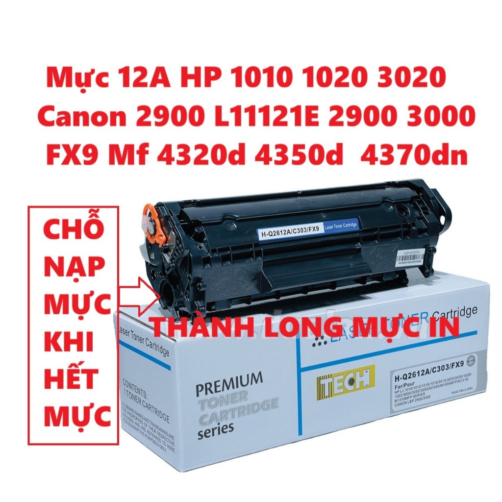Hộp mực Canon 2900 L11121E HP 12A 1010 1012 1015 1020 3015 3020 3030 Canon 303 FX9 3020Mf 4320d 4350