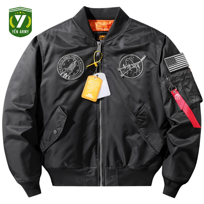 Áo Khoác Pilot Alpha Nasa 2026 Chần Bông Khóa Nhôm Màu Đen / Ghi Bạc / Xanh Rêu / Xanh Than - Mã NAS