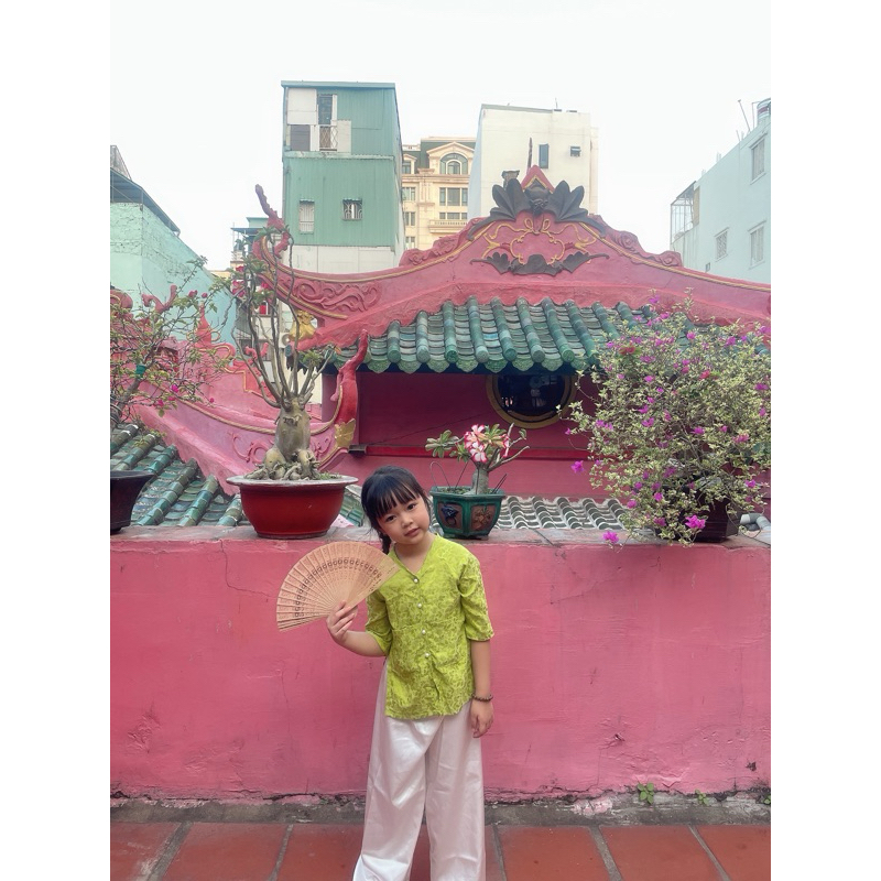 Set Áo Bà Ba Cho Bé Gái Từ 6Tháng Đến 4 Tuổi + Chuỗi Ngọc + Đồ Cột Tóc HandMade