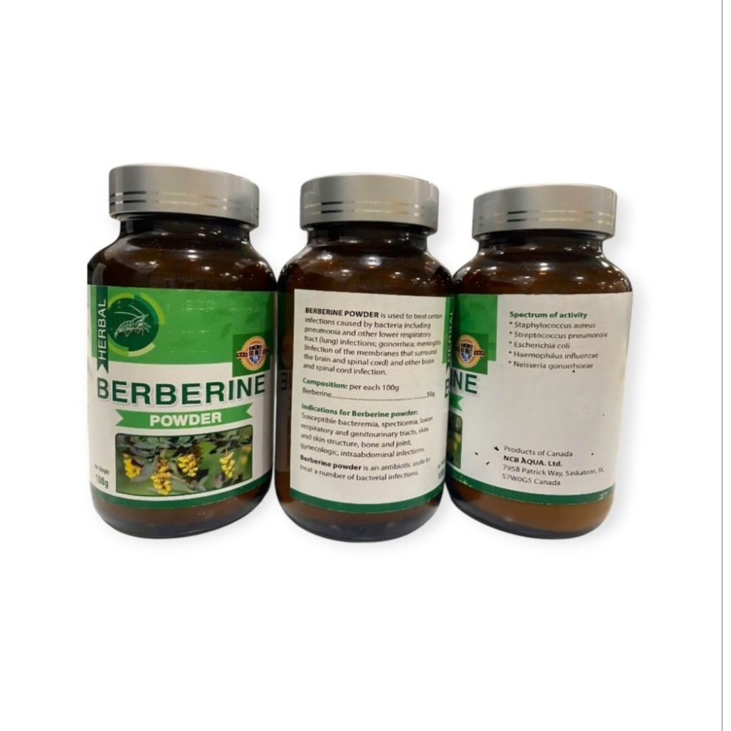 Beberine hổ trợ tr.ị phân lỏng, phân trắng, phân sống, phân 2 màu...trên tôm (lọ 100gr)
