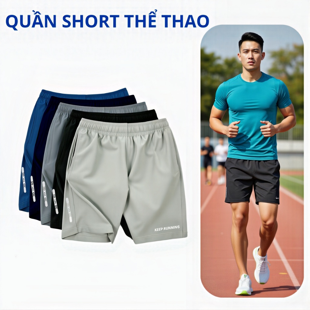 Combo 3-4-5 Quần Đùi Nam Quần Keepruning  Thể Thao Nam Sports Chất Liệu Gió Siêu Mát Mềm Mịn Co Dãn Cạp Chun.