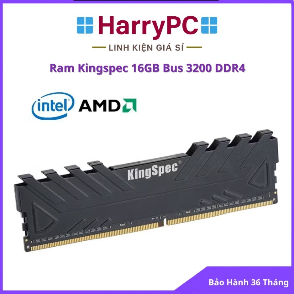 RAM DDR4 Kingspec 16GB Bus 3200 – Heatsink Nhôm – Hỗ Trợ Intel AMD – Bảo Hành 36 Tháng
