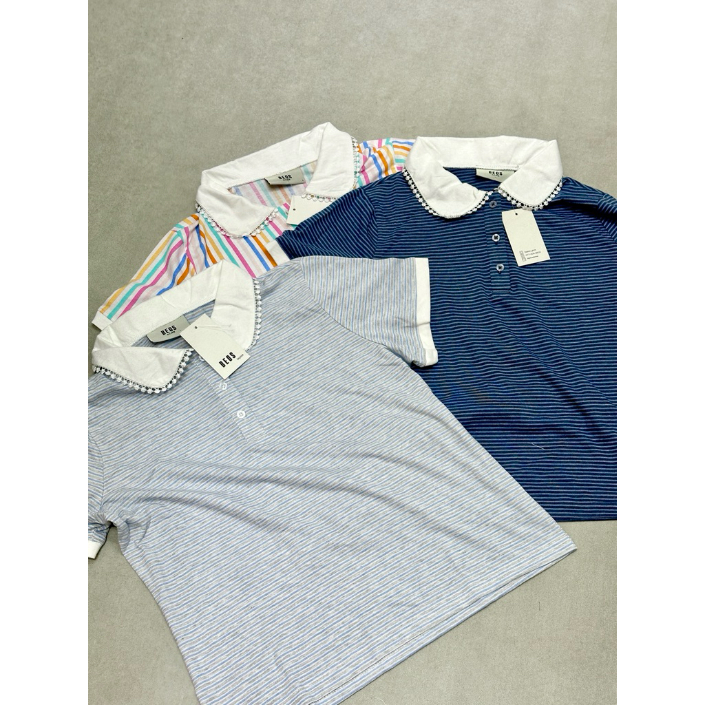 |Beos Bigsize 60-100kg| Áo Polo phối ren cổ sen bigsize nữ phong cách dễ thương, tiểu thư