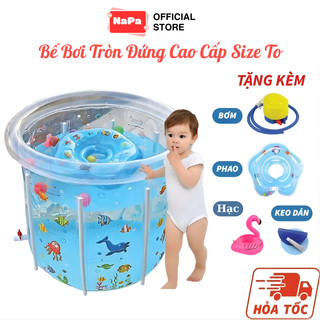  Bể Bơi Tròn Đứng Cho Bé Dưới 15 Tháng Trụ Đứng Trong Suốt Tập Bơi Cho Trẻ An Toàn Có Phao & Bơm 
