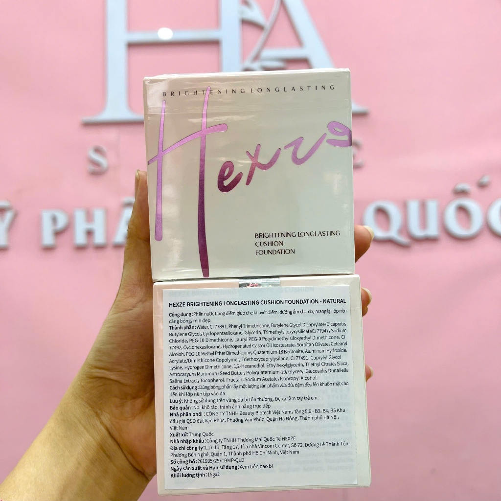[Kèm Lõi Phụ] Phấn Nước Hexze Lâu Trôi, Mỏng Nhẹ Brightening Longlasting Cushion Foundation 15g