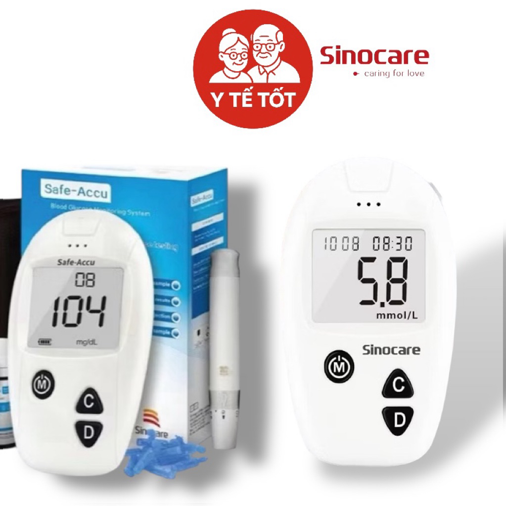[ Không Kèm Que Thử ] Máy Đo Đường Huyết Safe Accu Sinocare Chính Hãng