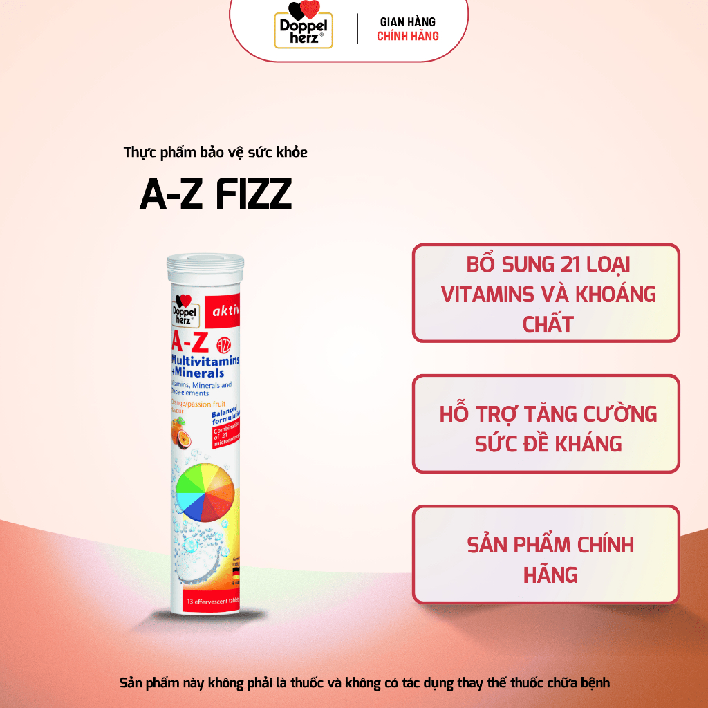 Viên sủi Doppelherz Aktiv A-Z Fizz Hỗ trợ tăng cường sức khỏe, tăng sức đề kháng
