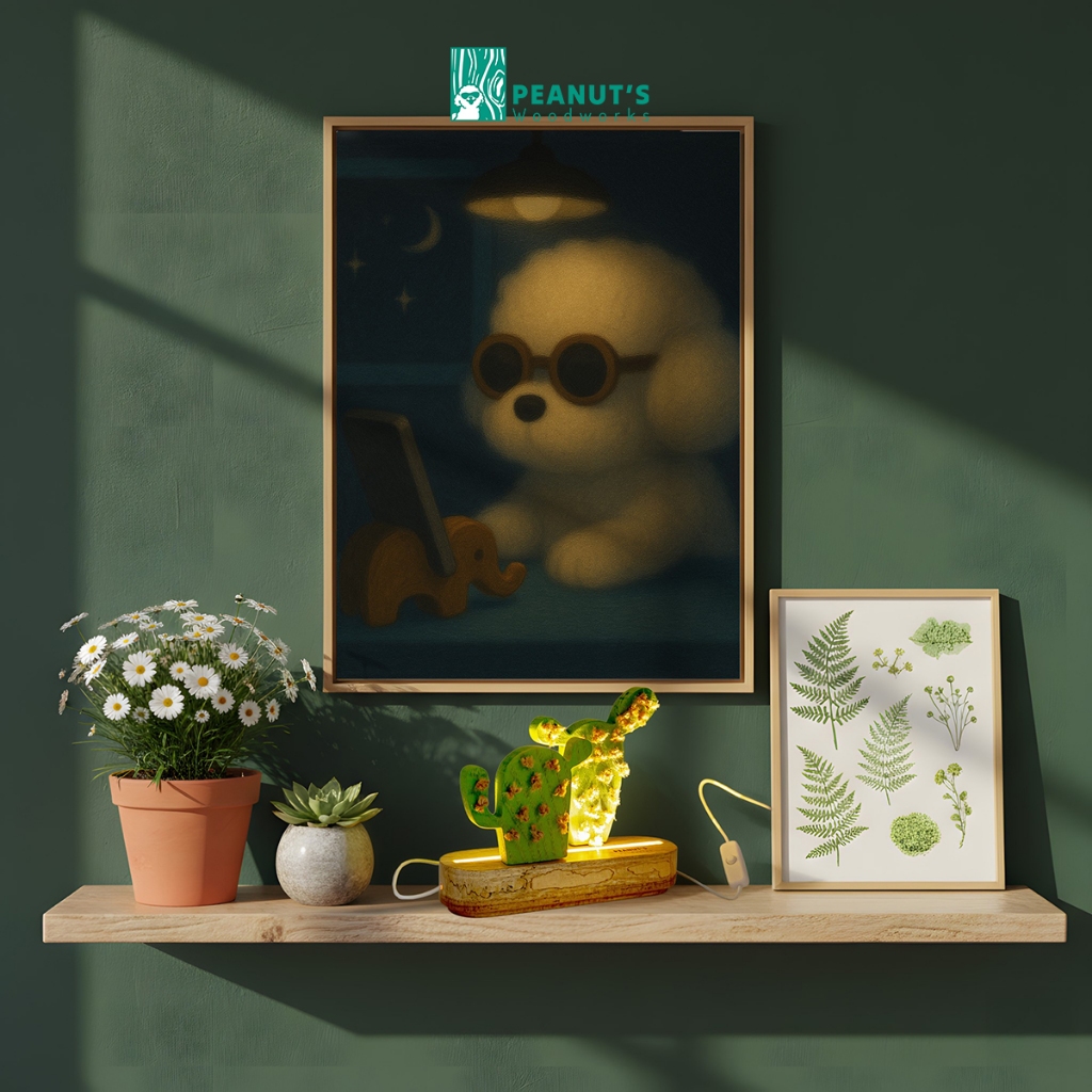 Đèn ngủ gỗ hình xương rồng - "Cactiny" từ Peanut’s Woodworks
