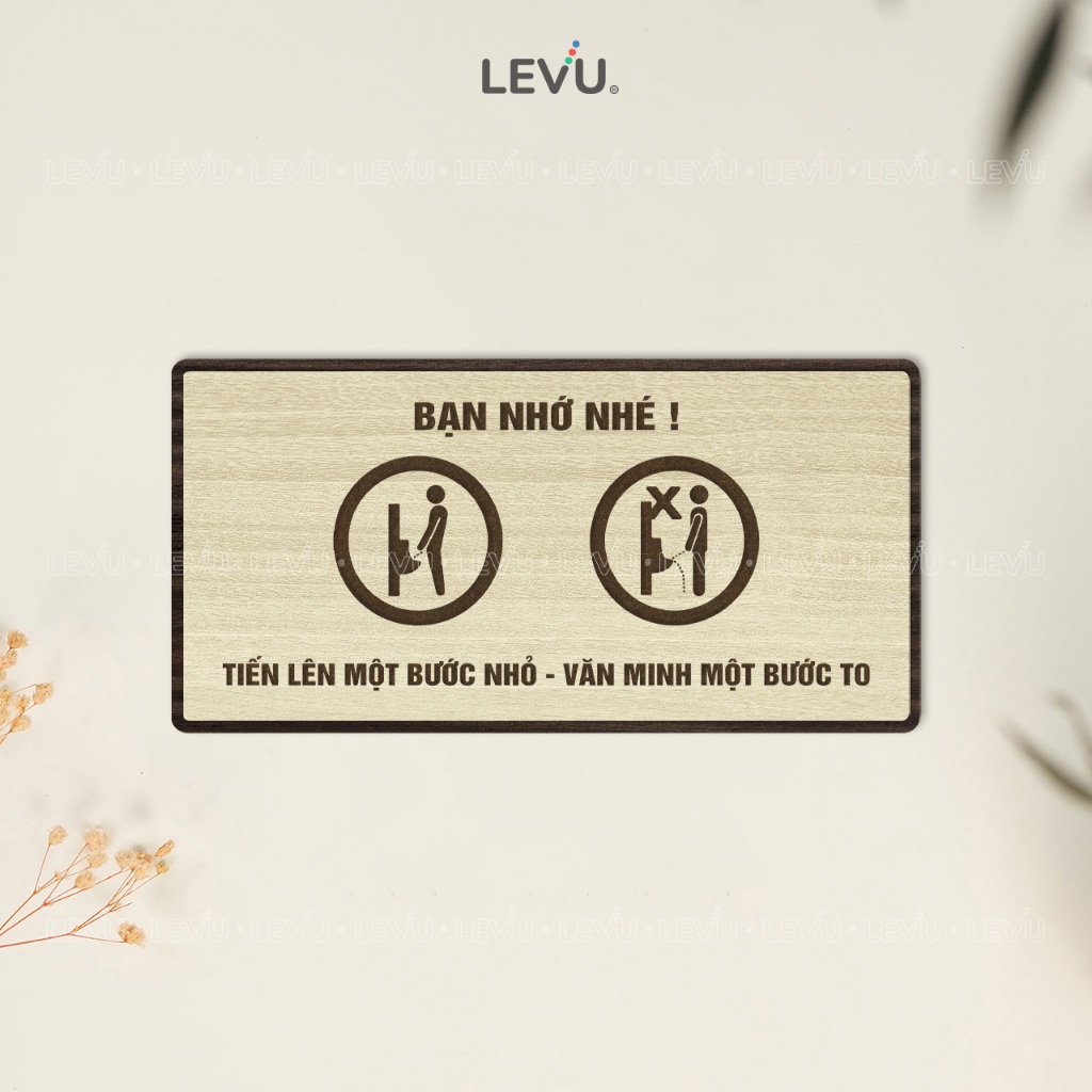 Bảng gỗ hướng dẫn sử dụng bồn tiểu đứng BG112 trang trí giữ sạch nhà vệ sinh nam