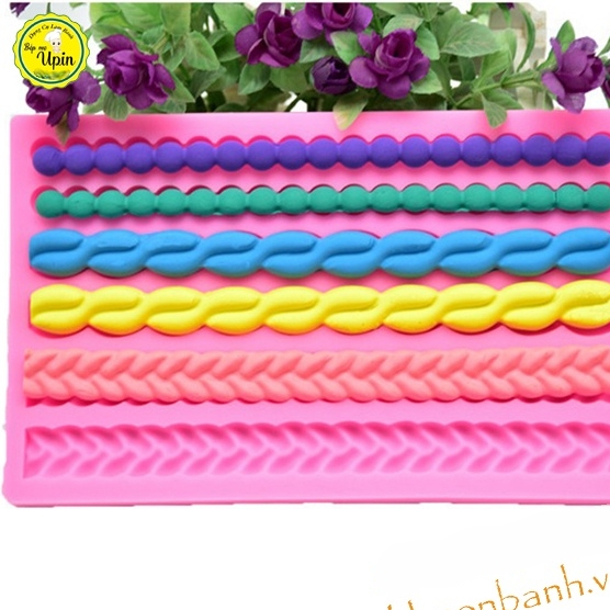 Khuôn silicon vỉ 6 món dây thừng bện trang trí bánh khuôn viền chân bánh