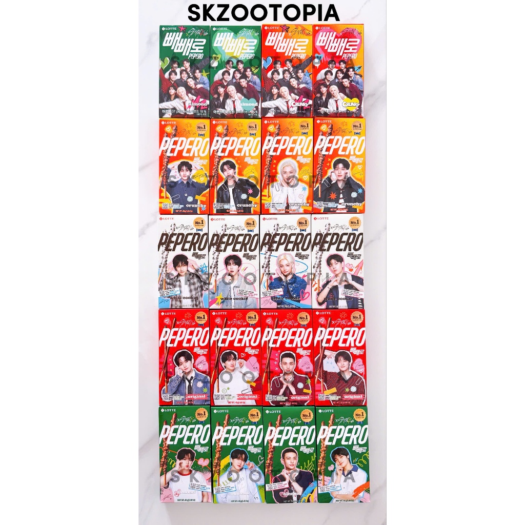 BÁNH LOTTE PEPERO STRAY KIDS SKZ CRUNCHY/ ORIGINAL/ WHITE COOKIE/ ALMOND