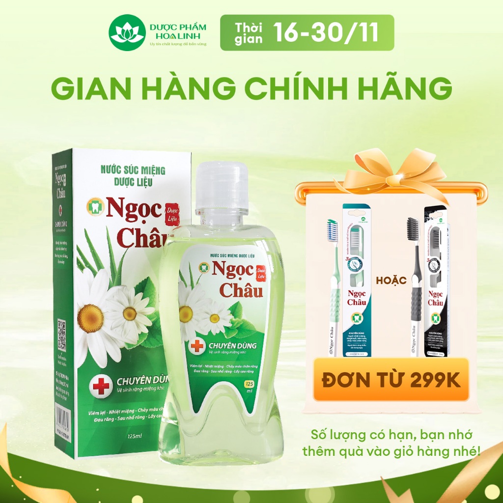 Nước súc miệng dược liệu Ngọc Châu 350ml - Ngăn nhiệt miệng, diệt khuẩn, giữ hơi thở thơm mát