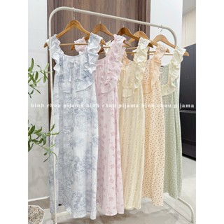  Đầm Ngủ Hoa Nhí Vải Xô Muslin Dáng Hở Lưng Dễ Thương Cho Nữ | Bình Châu Pijama 