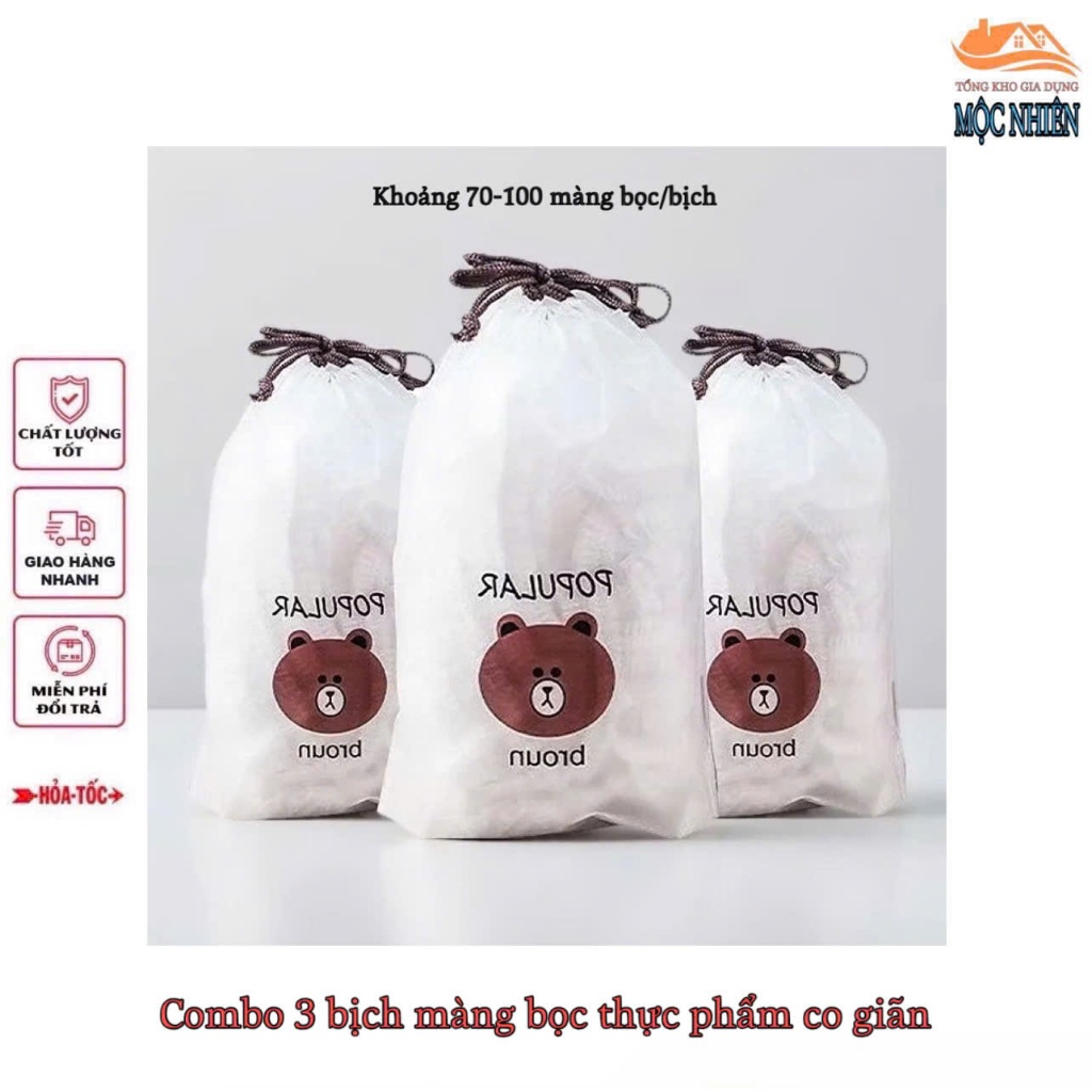 Combo 3 bịch màng bọc thực phẩm bo chun co giãn - tiện dụng, đa năng
