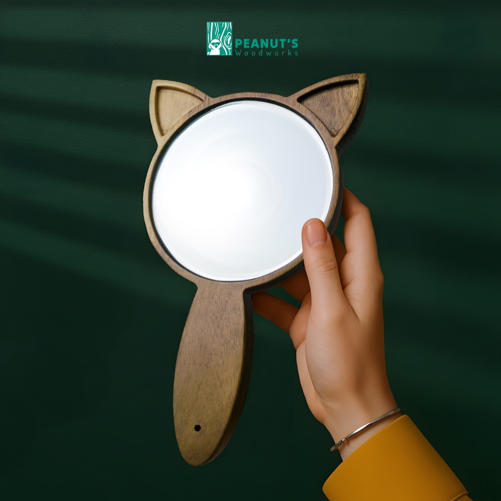 Gương cầm tay gỗ - "Mewrror" từ Peanut’s Woodworks