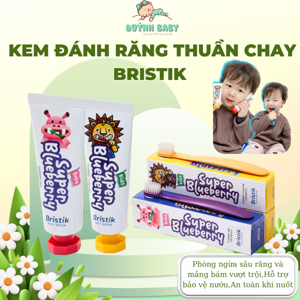 Kem Đánh Răng Thuần Chay Bristik Hàn Quốc Kem Đánh Răng Trên 1 Tuổi Dành Cho Bé