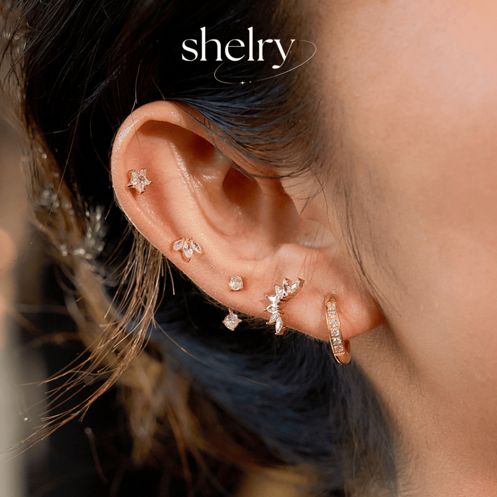 Shelry Zenith Stack Earings - Set bông tai nhỏ xinh, đính đá cá tính, thép y tế không gỉ