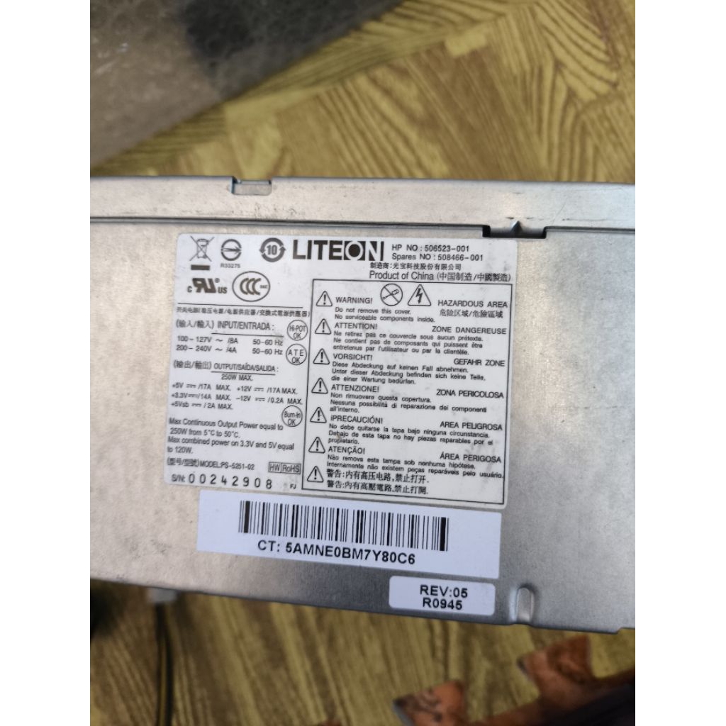 nguồn liteon 250w công suất thực