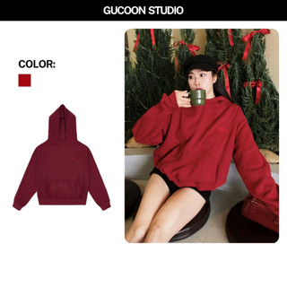  Áo Hoodie Nam Nữ GUCOON Form Boxy Crop Áo Khoác Hoodie Nam Nữ Nỉ Bông Cotton Local Brand Bigsize Đỏ 