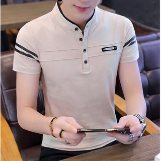  Áo thun nam cổ tàu cổ trụ ngắn tay vải cotton poly chống nhăn skymen fashion MKT4710 