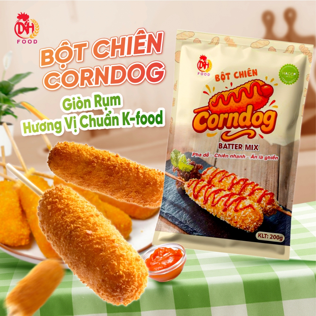 Bột Chiên Hodog   DNH FOOD Không Cần Ủ Bột - Giòn Xốp Phồng Căng Trên Từng Miếng - Chuẩn Vị K Food