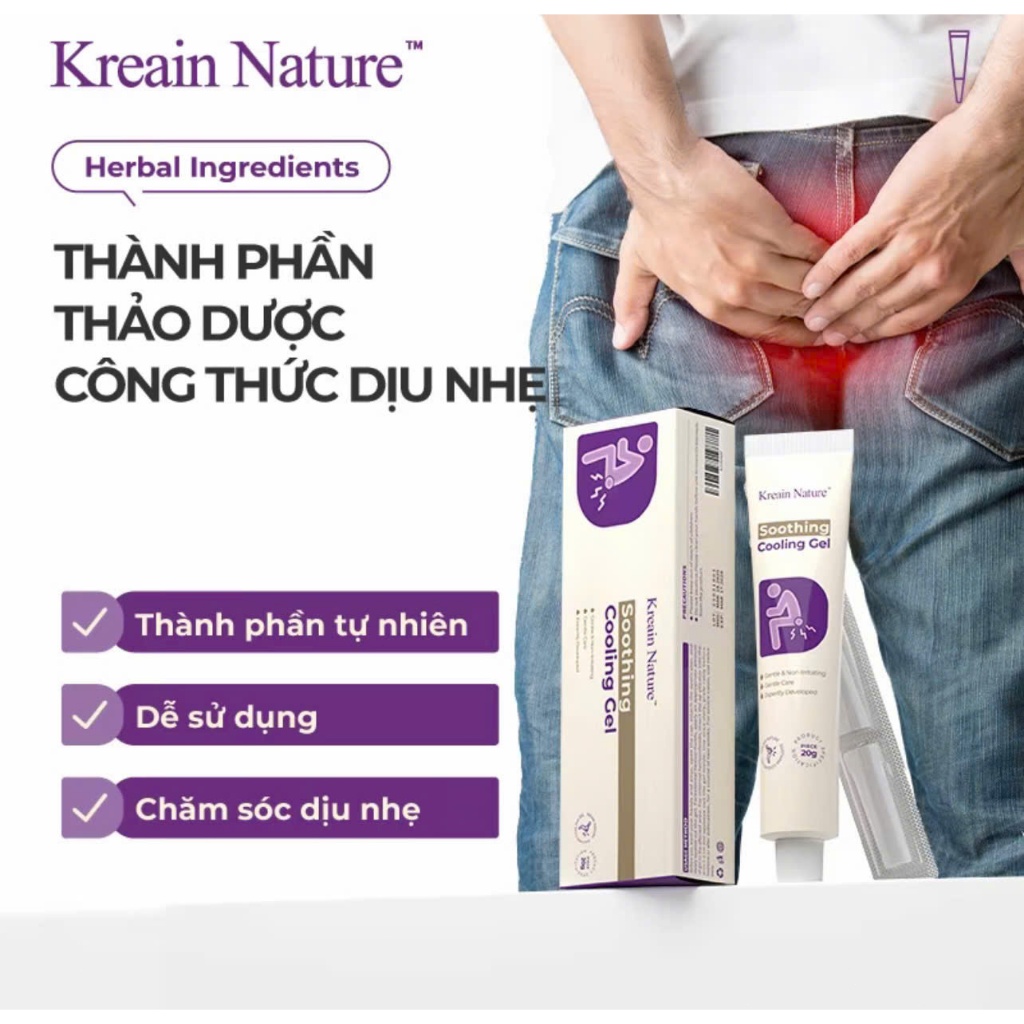 Gel bôi trĩ Kreain nature - Kem thảo dược dịu trĩ Kreain nature, giảm sưng đau, cải thiện tình trạng