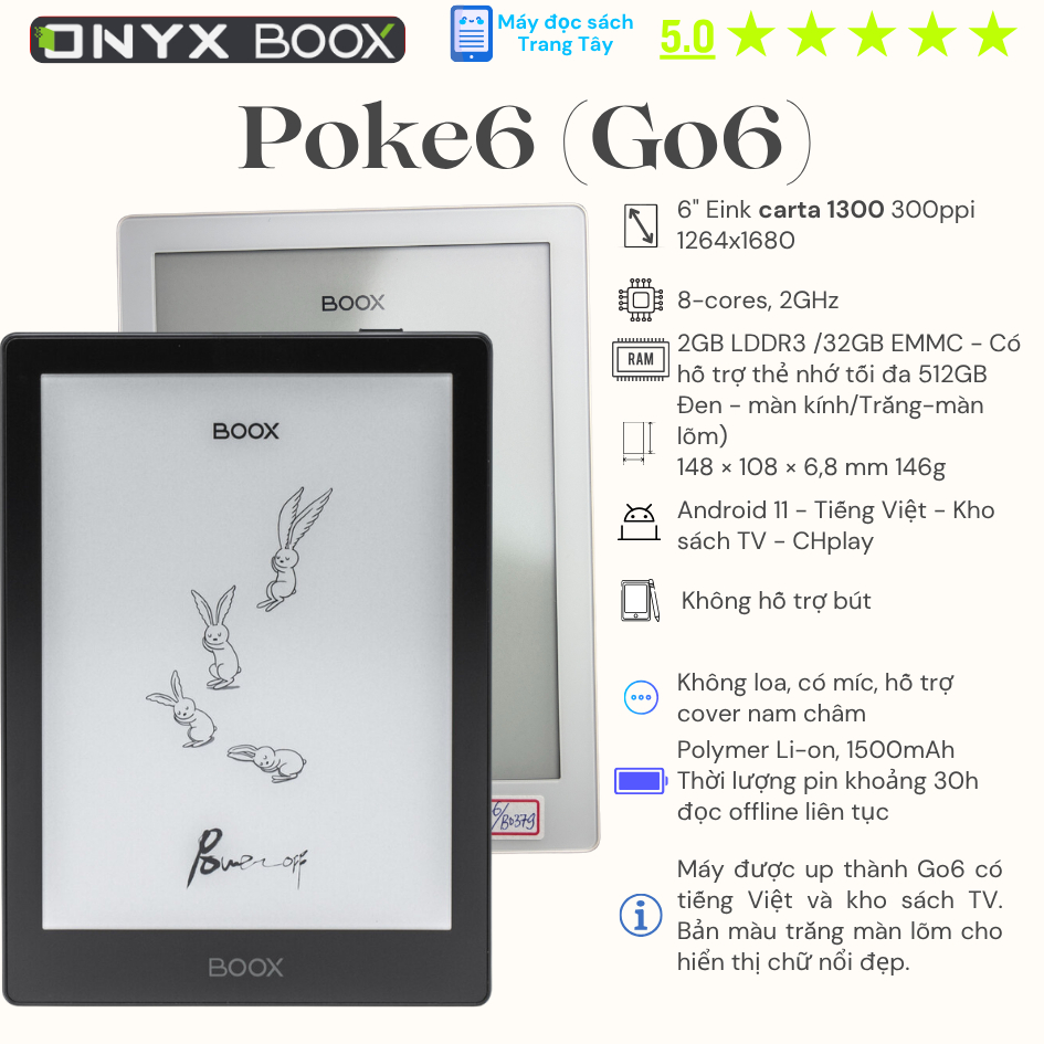 Máy đọc sách Onyx Boox Poke6 ( go 6 )