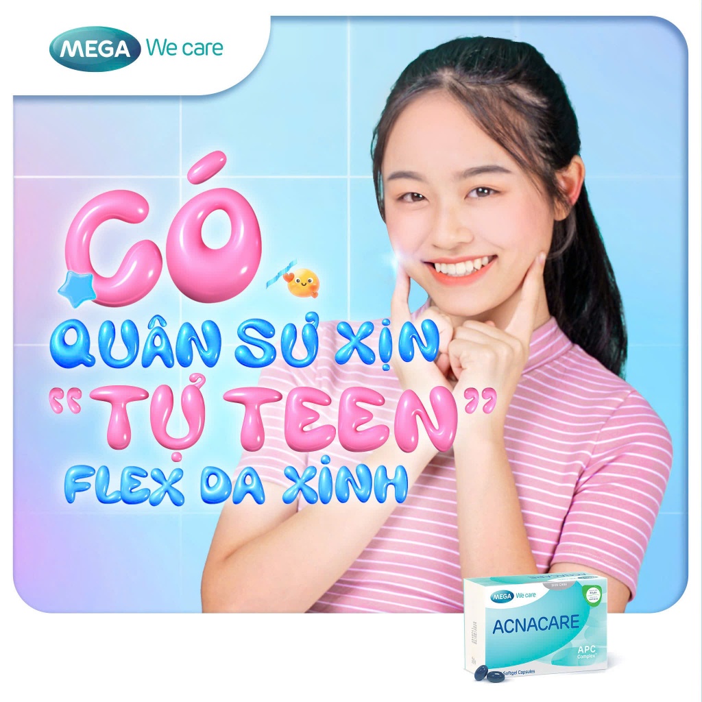 [CHÍNH HÃNG] Viên uống giảm mụn Acnacare Mega We Care – Hỗ trợ giảm mụn, đẹp da - Hộp 30 viên