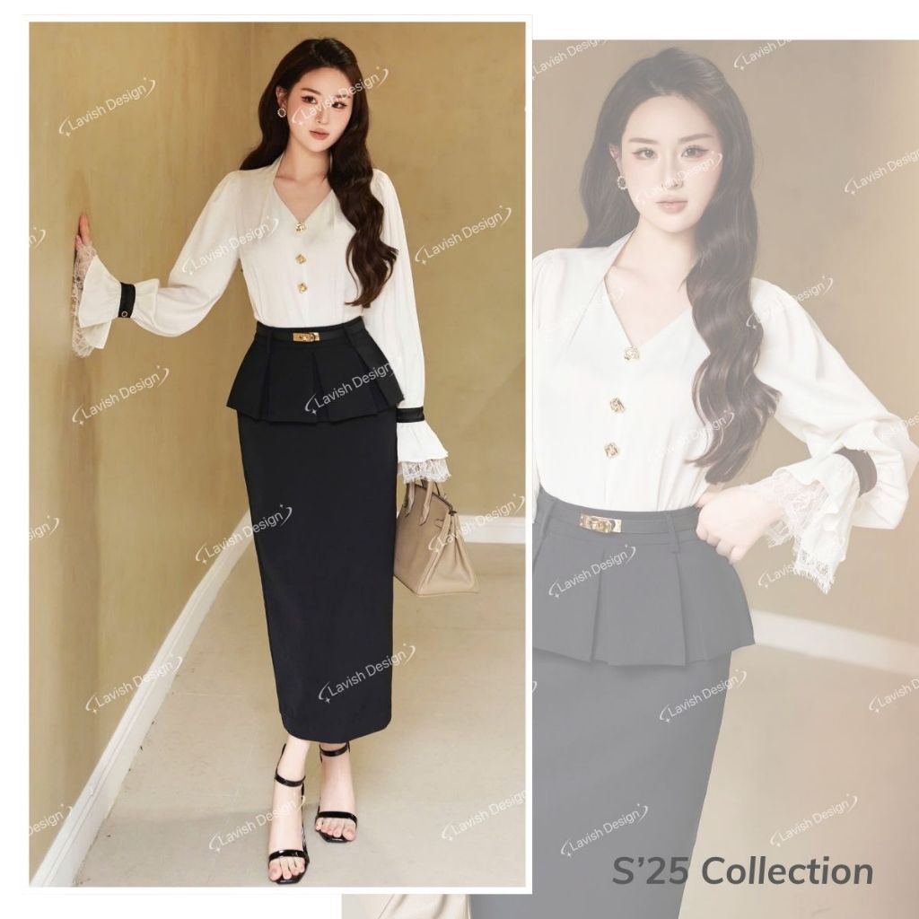 Set Áo Kiểu & Chân Váy Thanh Lịch Chất Liệu Cao Cấp Thoải Mái Lavish Design - S1189