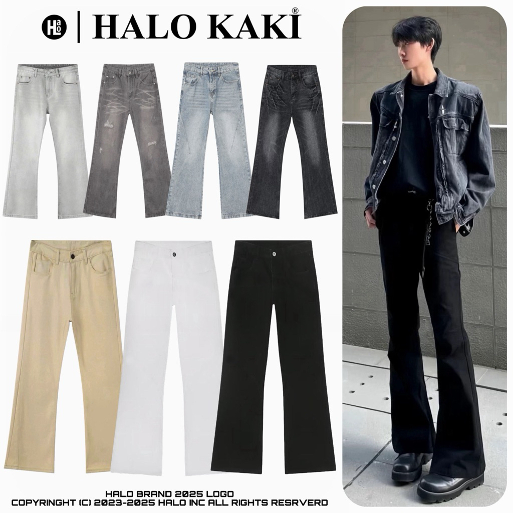 [FULL MÀU] JEANS LOE ĐEN/TRẮNG DOUYING - Quần jeans ống loe phong cách douying flare trơn loe nhẹ unisex halo kaki