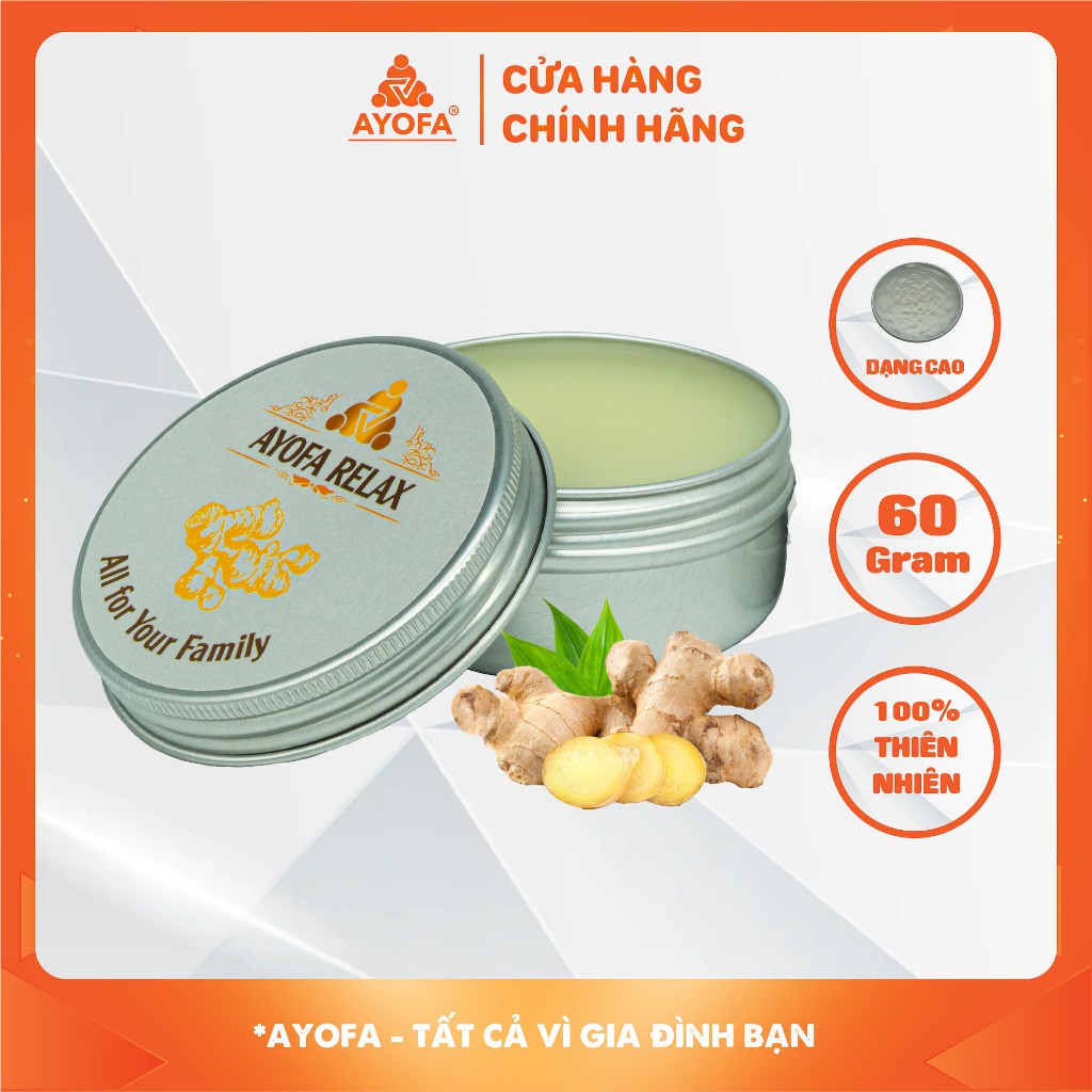 Cao Xoa Bóp Massage Ayofa Relax 60g Hương Gừng Thảo Mộc Cải Thiện Đau Nhức Xương Khớp