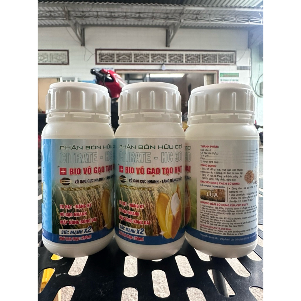 Phân bón hữu cơ BIO VÔ GẠO TẠO HẠT chai 250ml dùng cho 1hecta