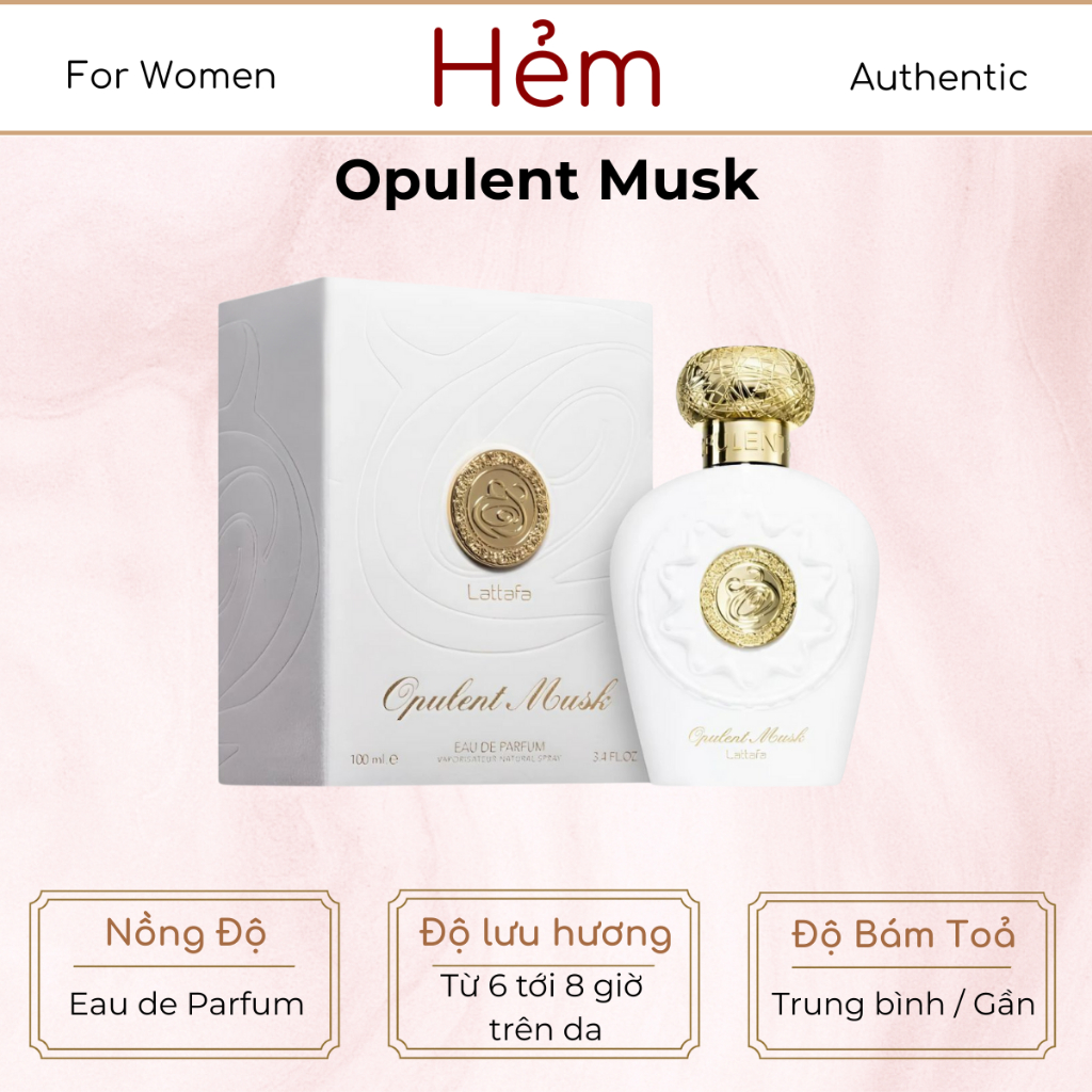 Fullseal 100ML | Lattafa Opulent Musk EDP | Nước Hoa Nữ | Hẻm Perfume