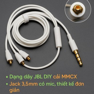 Dây MMCX JBL DIY 3.5mm có mic - dây mod tai nghe dài 1.2m – âm rõ, chống rối, độ bền cao