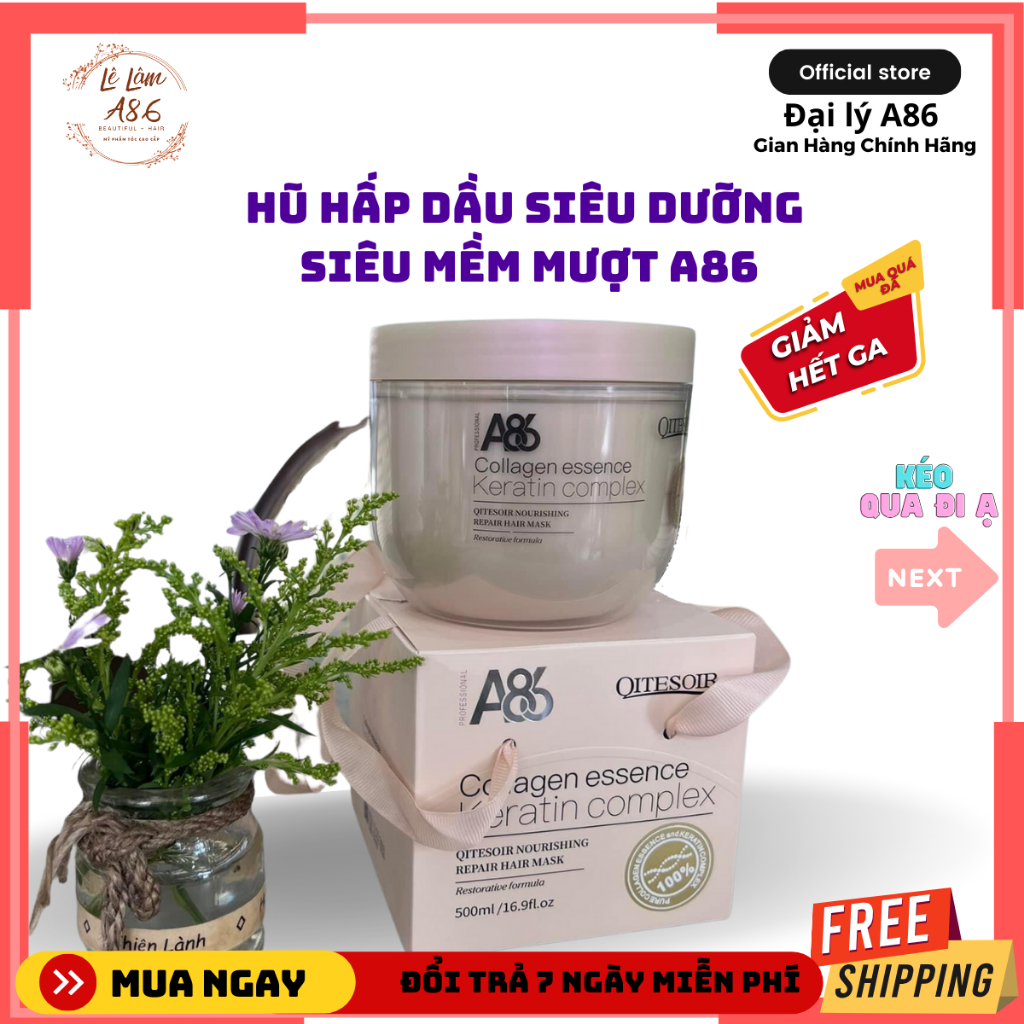 HŨ HẤP DẦU A86 - THÀNH PHẦN KERATIN + COLLAGEN - SIÊU DƯỠNG -  500ML