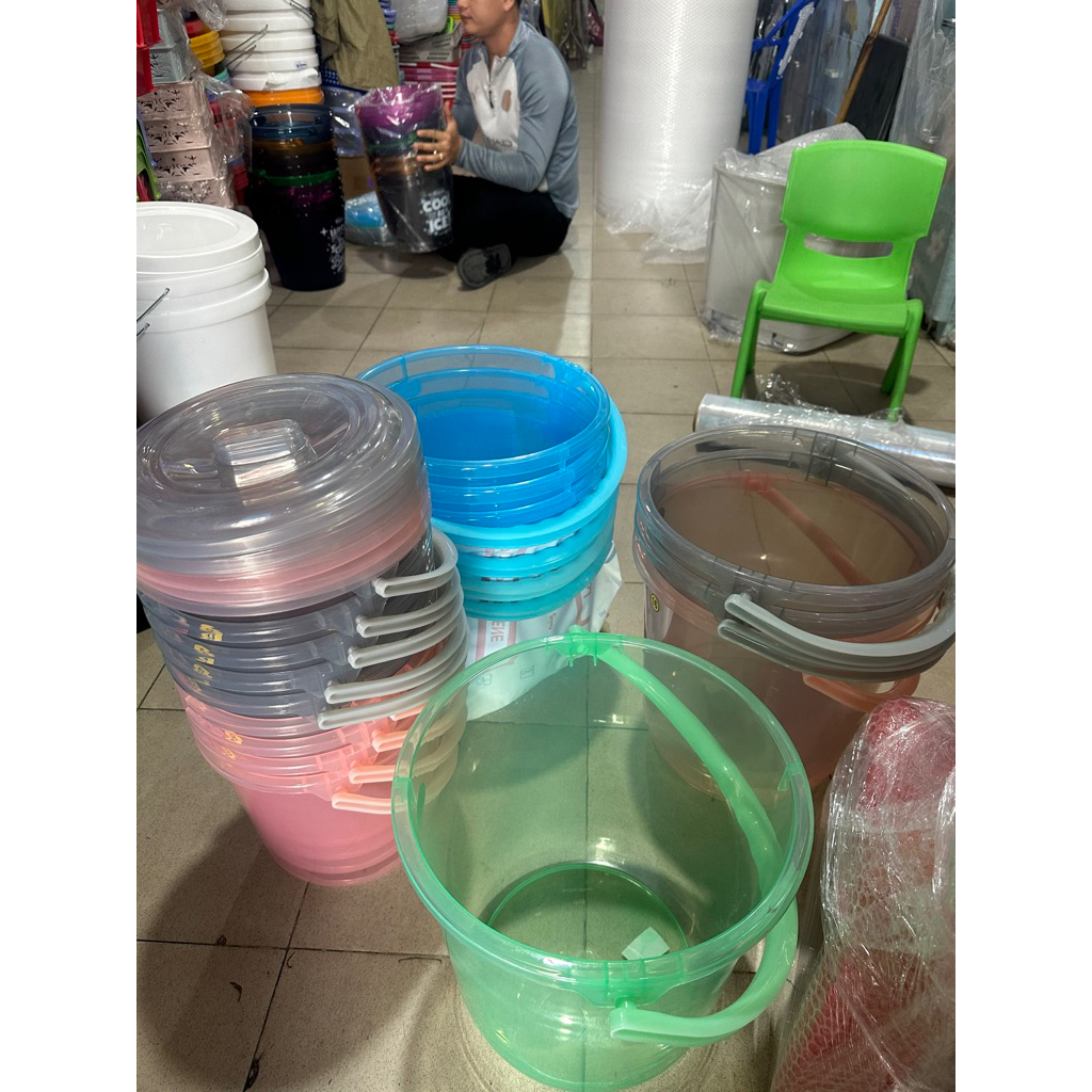 Xô nhựa màu trong duy Tân nhiều size lớn / nhỏ , Xô nhựa tròn , Xô nhựa duy Tân có nắp