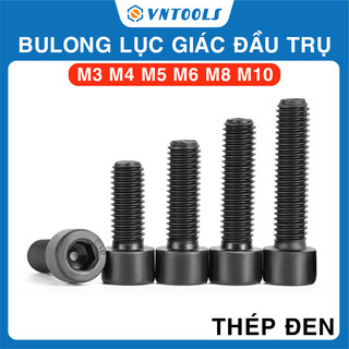 Combo 10 Con Bulong Lục Giác Đầu Trụ Chịu Lực Thép Đen M3 M4 M5 M6 M8 M10 Cấp Bền 12.9