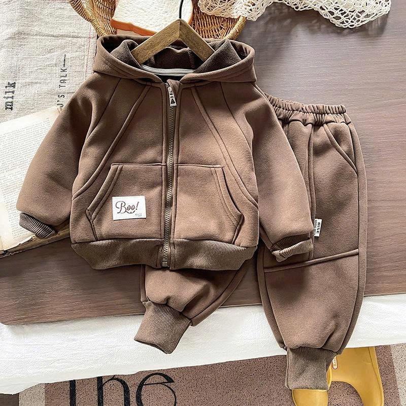 (HÀNG QCCC)Bộ nỉ HOODIE lót lông cừu chữ Boo,thể thao kéo khóa,QC cao cấp cho bé đi học ,đi chơi siz
